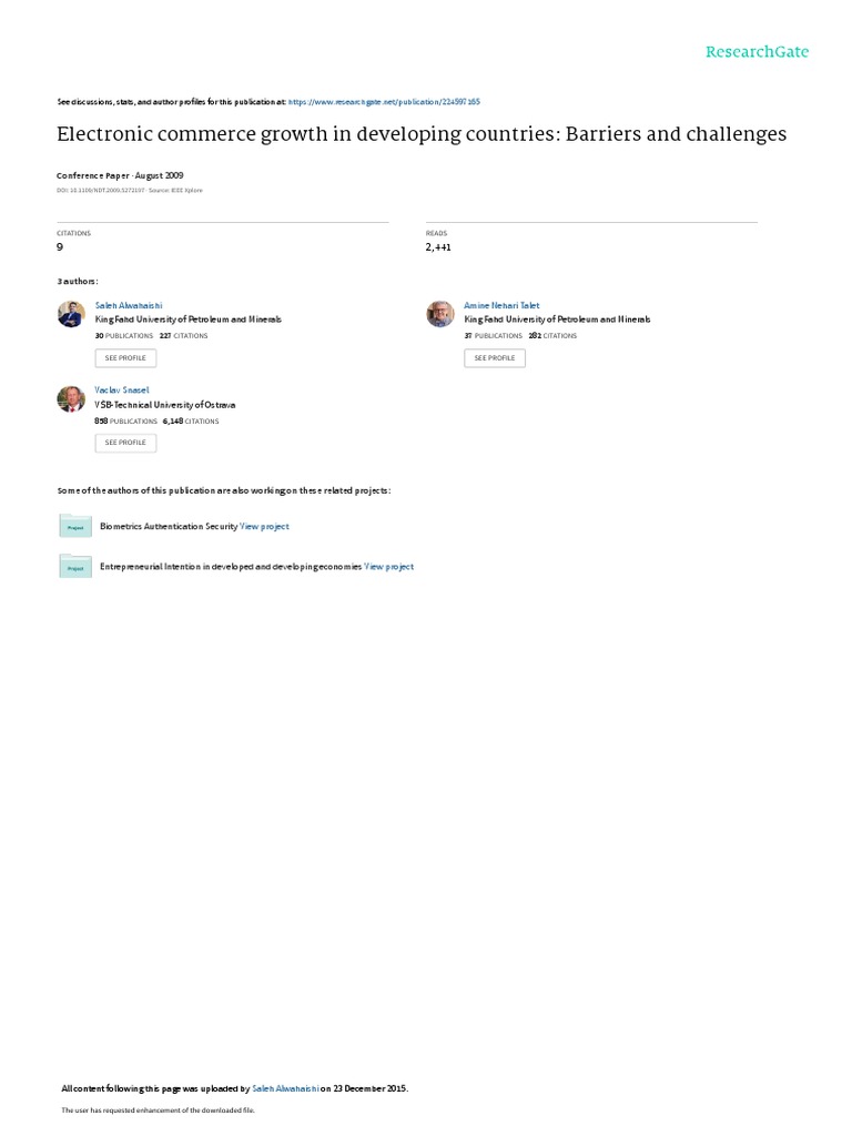 Electronic Commerce Growth in Developing Countries Barriers and