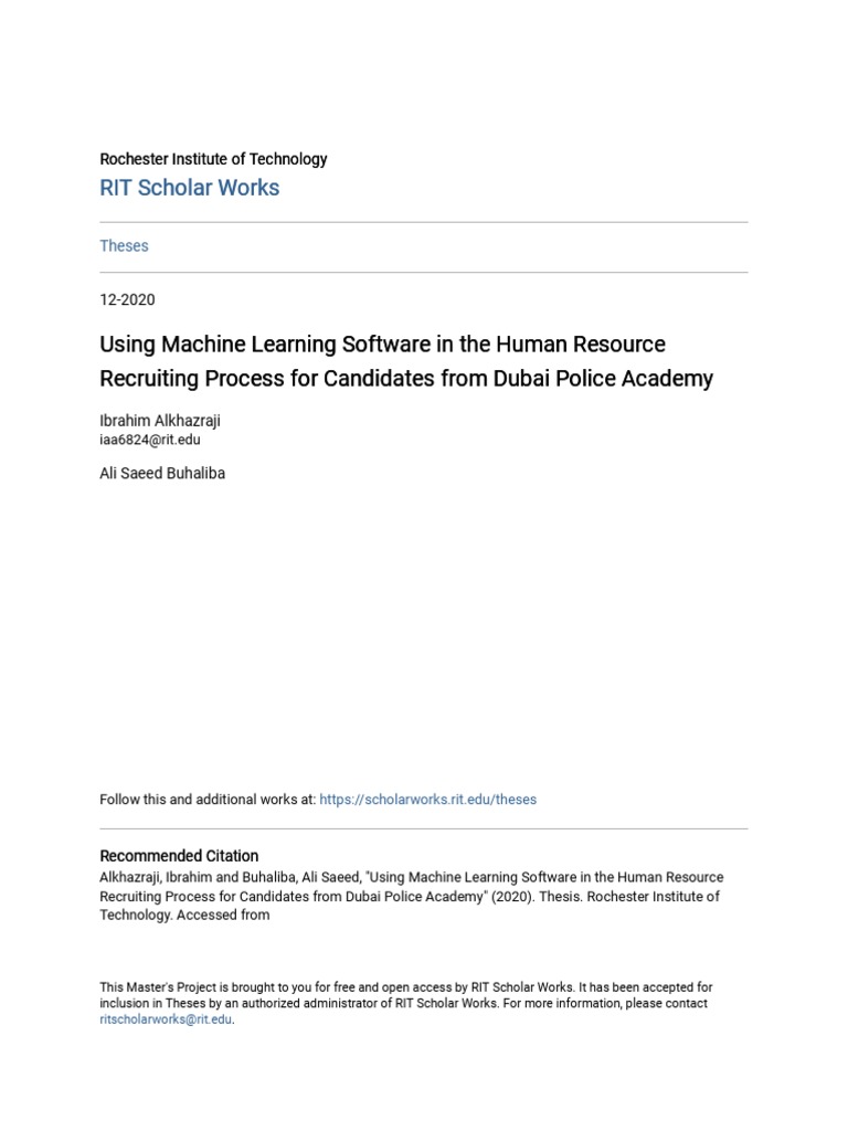 Machine Learning in Dubai Police Recruitment | PDF | Recruitment ...