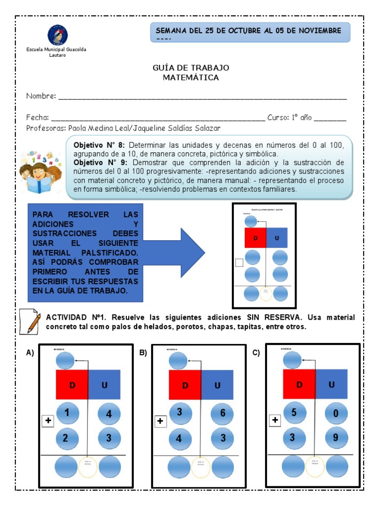Sumas y Restas con Reserva para 1° Grado | PDF | Matemáticas | Aritmética