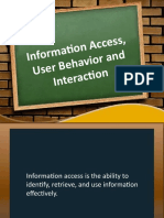 Informati On Acces S, User Beh Avior and Interactio N