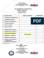 Module Distribution and Retrieval Grade Iii-Del Pilar: Name of Pupil Parent'S/Guardian Temperature