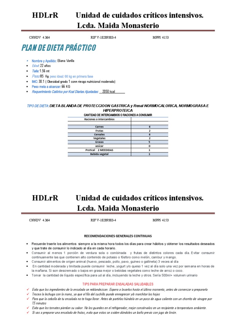 Plan de Dieta Práctico para Obesidad | PDF | Dieta | ensalada