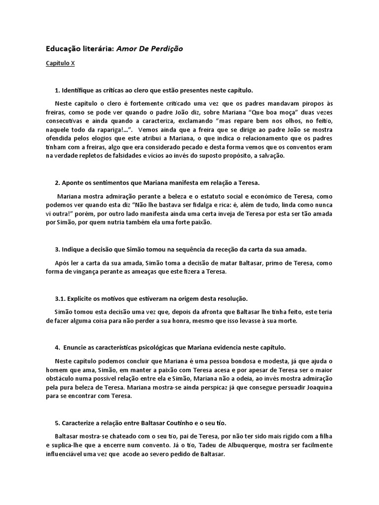 Críticas e Sentimentos em Amor de Perdição | PDF | Amor | Maria, mãe de ...