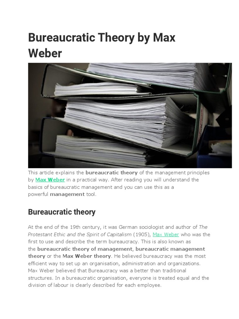 Bureaucratic Theory by Max Weber | PDF | Bureaucracy | Max Weber