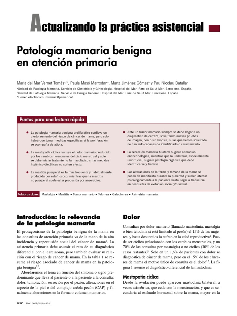 Patología Mamaria Benigna en Atención Primaria | PDF | Cáncer de mama ...