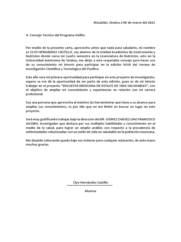 Carta de Motivos PDF