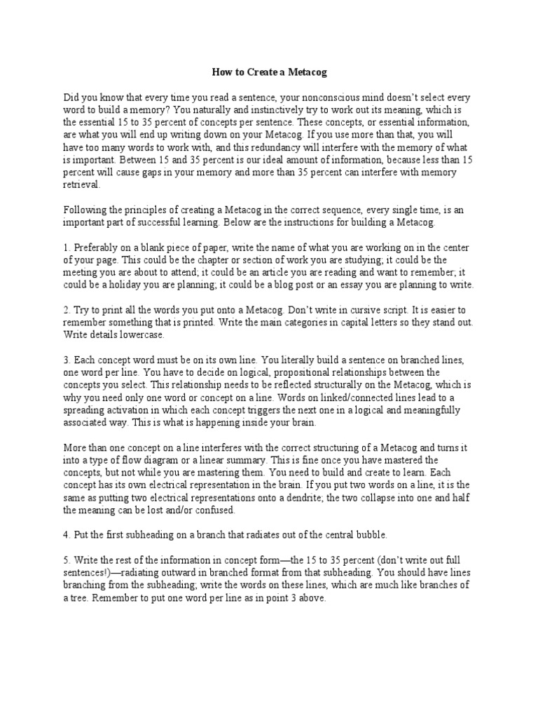 Creating Effective Metacogs | PDF | Memory | Information