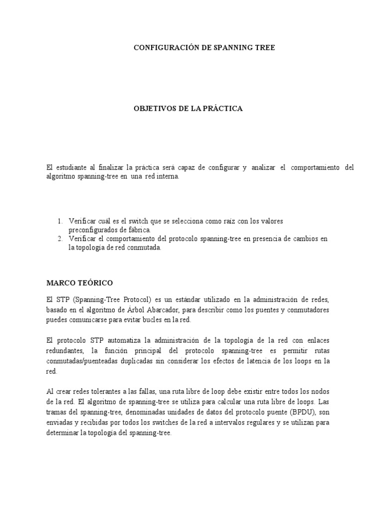 Configuración y Análisis de Spanning Tree | PDF | Arquitectura de ...