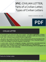 Topic: Civilian Letter : Parts of A Civilian Letter Types of Civilian Letters
