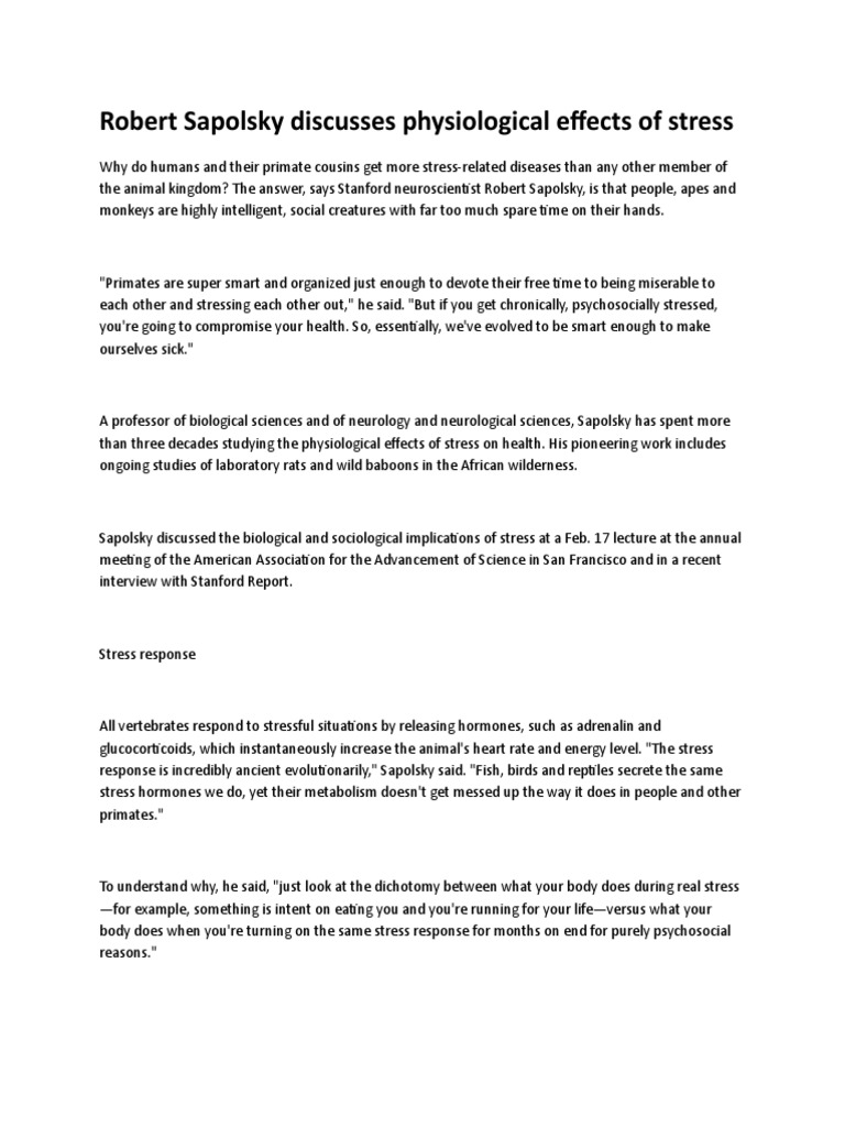 Physiological Effects of Stress | PDF | Stress (Biology) | Health Sciences