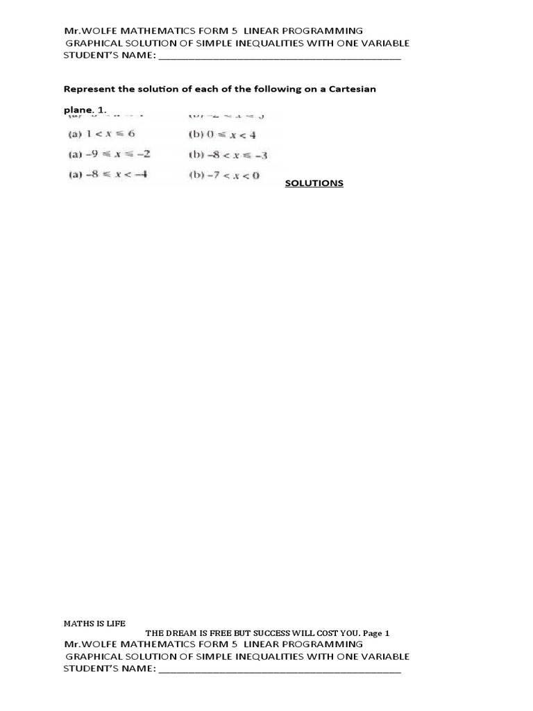 Linear Programming Worksheet #1 - Graphical Solutions | PDF