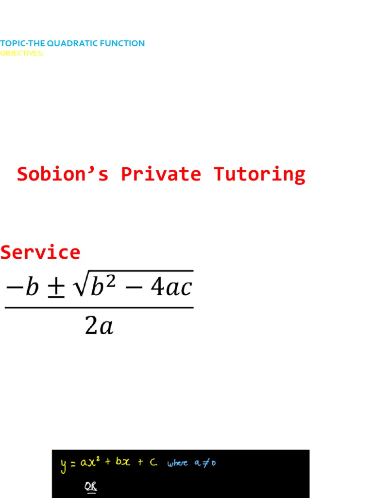 Form 5 Mathematics Topic 2 - The Quadratic Function Notes | PDF ...