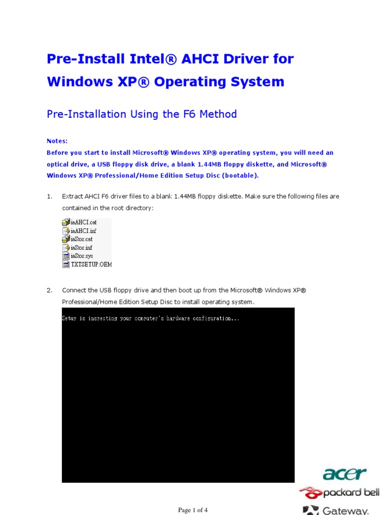 Pre-Installation Using The F6 E | PDF | Floppy Disk | Booting