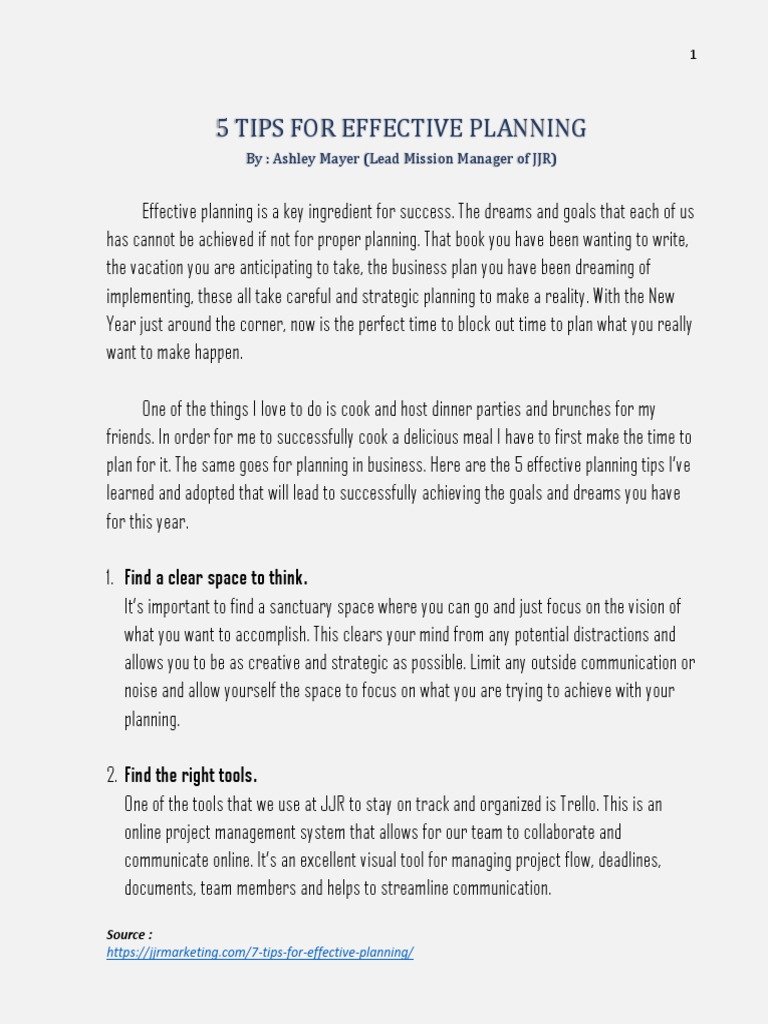 Planning Tips for Goal Achievers | PDF | Goal | Cognition