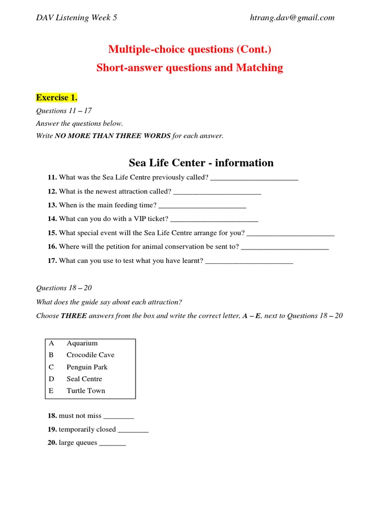 Multiple-Choice Questions (Cont.) Short-Answer Questions and Matching | PDF