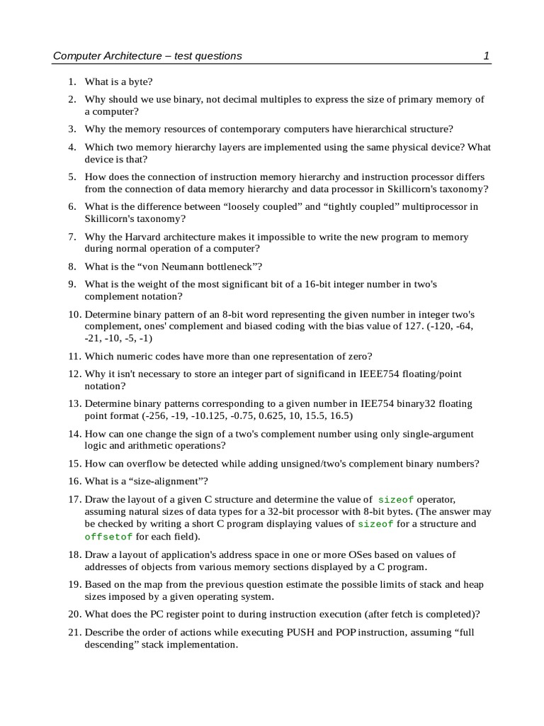 Computer Architecture Sample Questions | Download Free PDF | Central ...