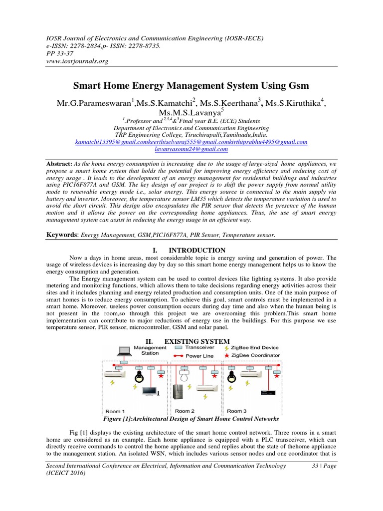 Smart Home Energy Management System Using GSM | PDF | Wireless Sensor ...