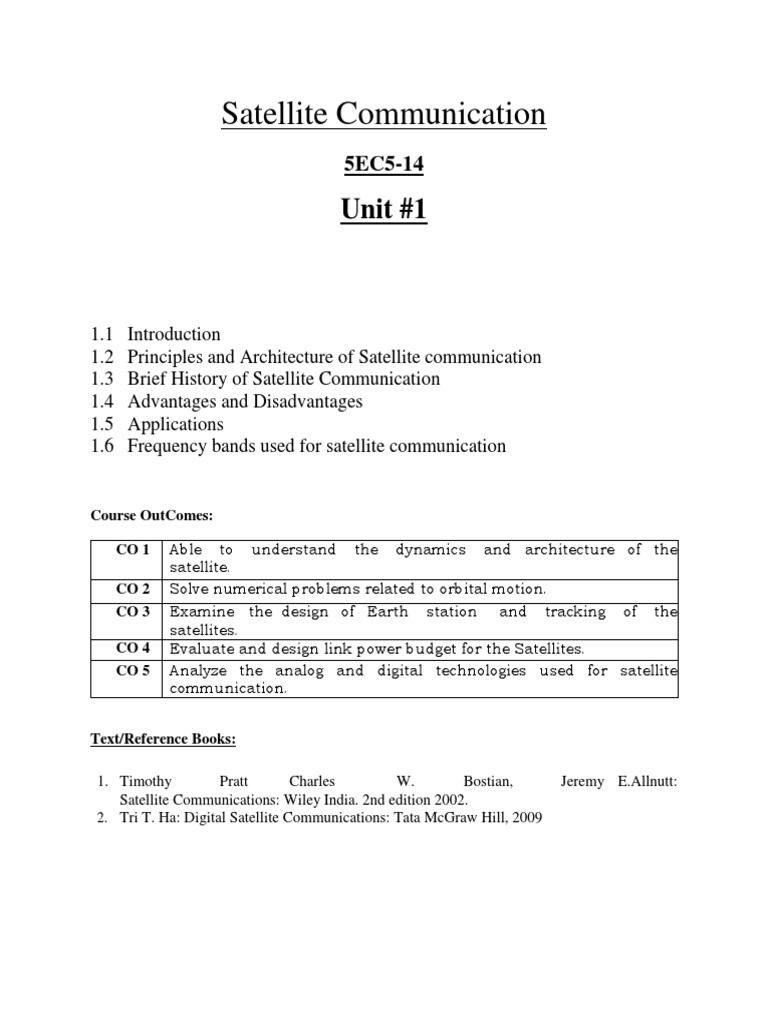 Unit 1 Satellite Communication Pdf Communications Satellite Satellite