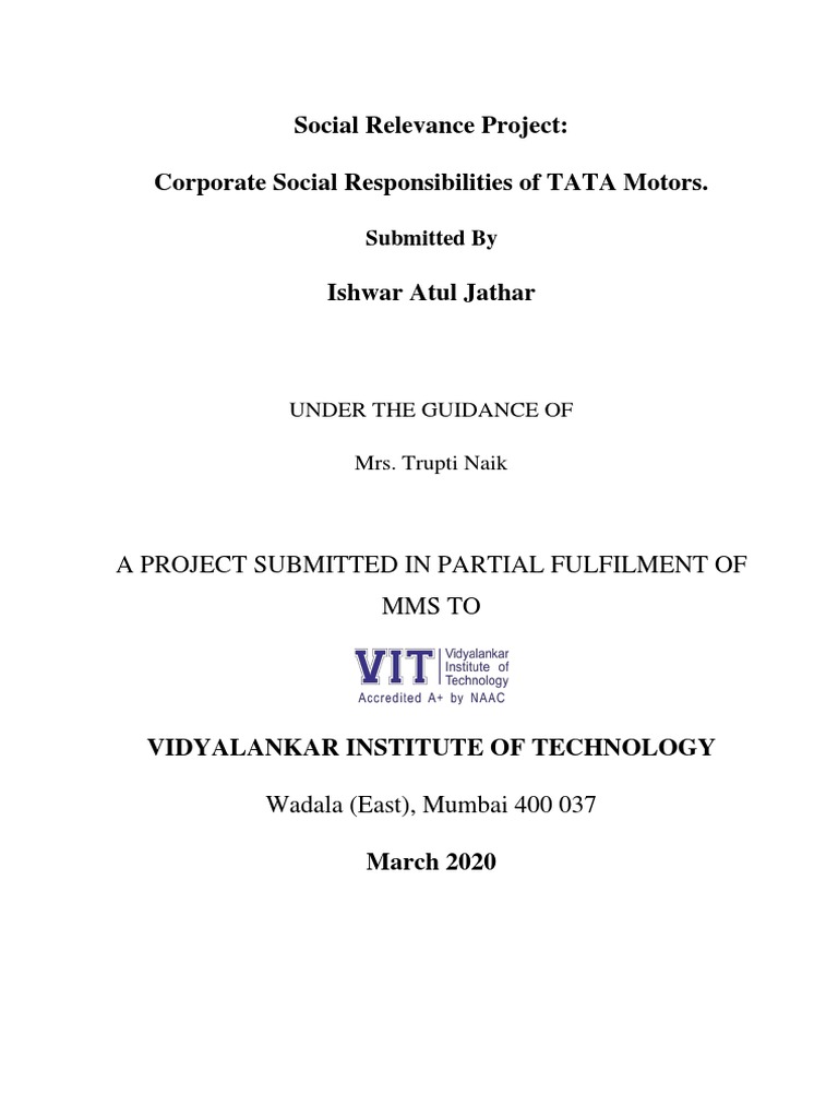 TATA Motors CSR Analysis Project | PDF | Corporate Social Responsibility
