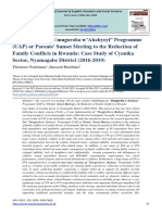 Contribution of "Umugoroba W'ababyeyi" Programme (UAP) or Parents' Sunset Meeting To The Reduction of Family Conflicts in Rwanda: Case Study of Cyanika Sector, Nyamagabe District (2016-2019)
