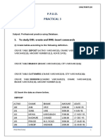 P.P.U.D. Practical 3: 1. To Study DDL-create and DML-insert Commands