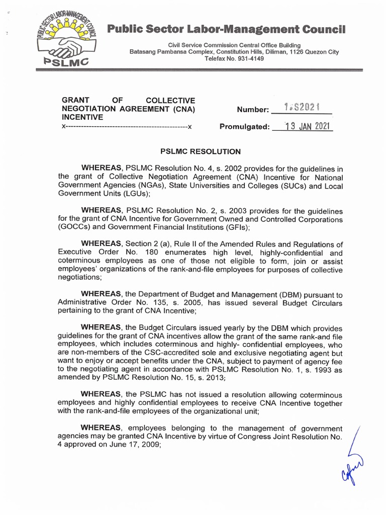 PSLMC Resolution No. 1, S. 2021 PDF