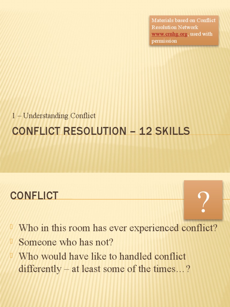 12 Essential Conflict Resolution Skills | PDF | Conflict Resolution ...