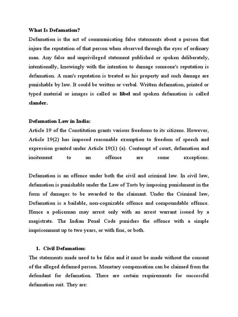 Media Ethics and Law Lecture 2 Defamations PDF Defamation Justice