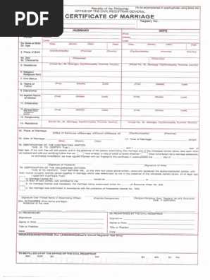 Certificate of Marriage Template