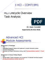 Advanced HCI - COM719M1: HCI Lifecycle Overview Task Analysis