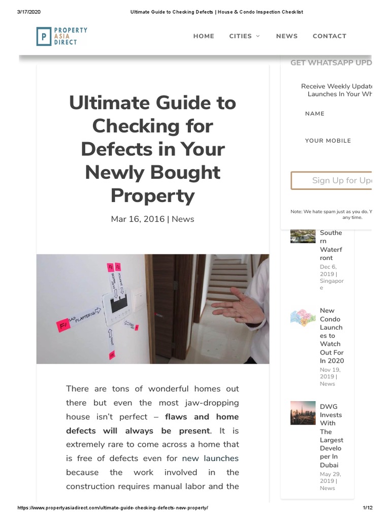 Ultimate Guide To Checking Defects - House & Condo Inspection Checklist ...