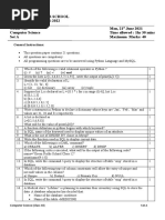 Green Fields School 1 Unit Test 2021-2022 Grade XII Mon, 21 June 2021 Computer Science Time Allowed: 1hr 30 Mins Set A Maximum Marks: 40