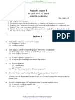 CBSE Class 10 Science Sample Paper 4 Questions