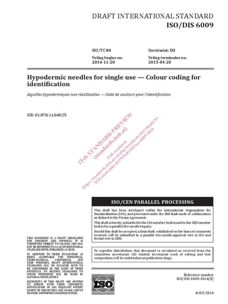 ISO 6009 2016 Needle Color | PDF | International Organization For ...