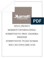 Mtco - Project Marriott International Submitted To: Prof. Chandra Shekhar Submitted By: Pulkit Kumar ROLL NO:143033 (IMG 14-D)