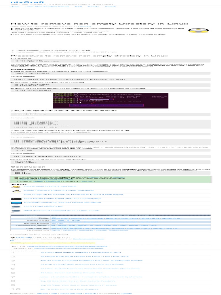 How to remove non empty directory in linux nixcraft pdf linux