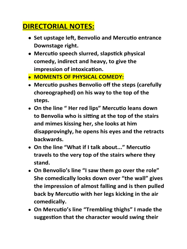 Directorial Notes A2s1 | PDF