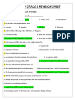 Biology Grade 9 Revision Sheet: Q1) Choose The Correct Answer