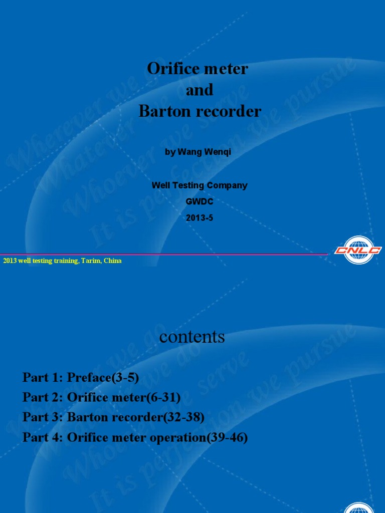 Orifice Meter & Barton Recorder PDF Flow Measurement Gas Technologies