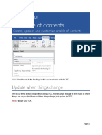 Insert Your First Table of Contents: Update When Things Change