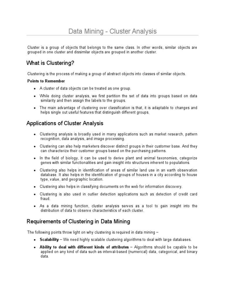 Data Mining - Cluster Analysis: What Is Clustering? | PDF | Cluster ...