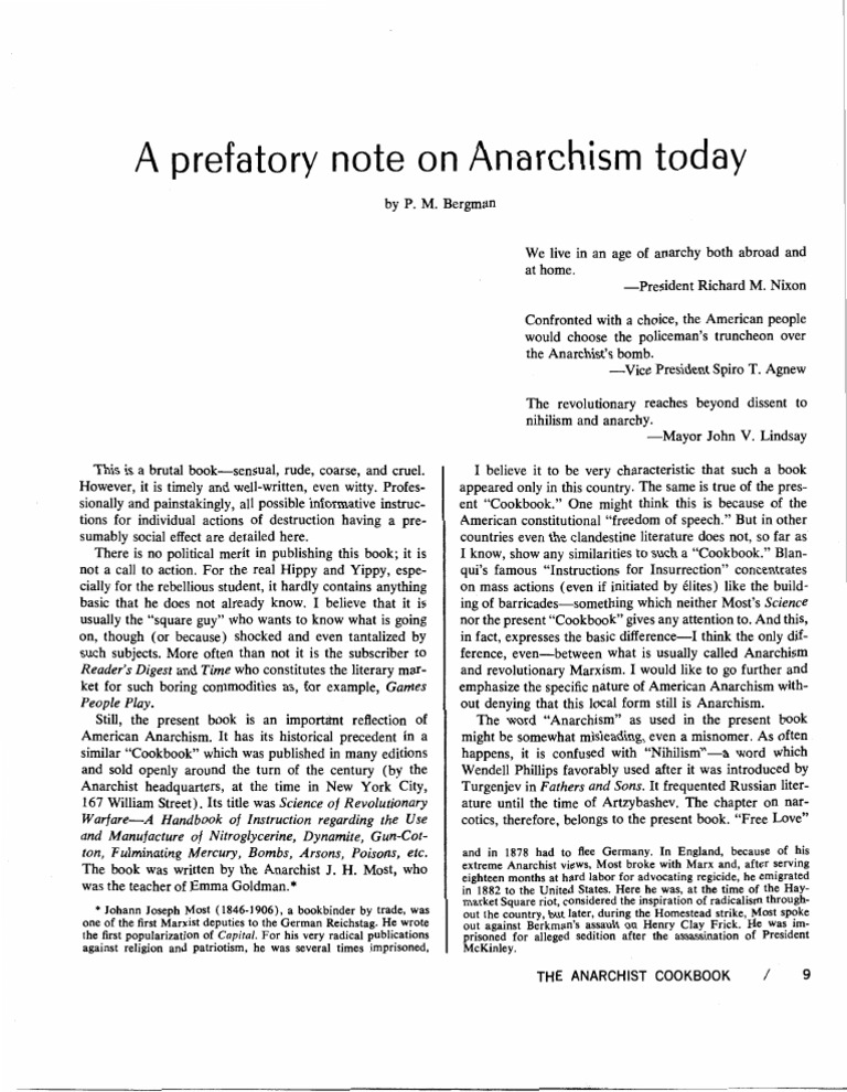 The Anarchist Cookbook Extract Anarchism Anti Capitalism