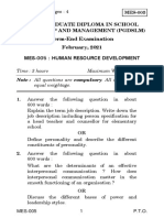 Post Graduate Diploma in School Leadership and Management (PGDSLM) Term-End Examination February, 2021 Mes-005: Human Resource Development