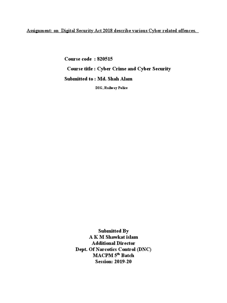 Digital Security Act 2018 PDF Fraud