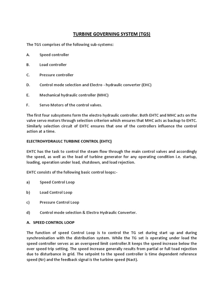 Turbine Governing System Overview | PDF | Control Theory | Valve