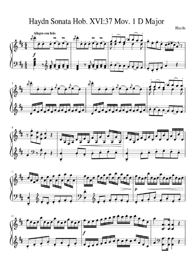 Haydn Sonata XVI-37 | PDF