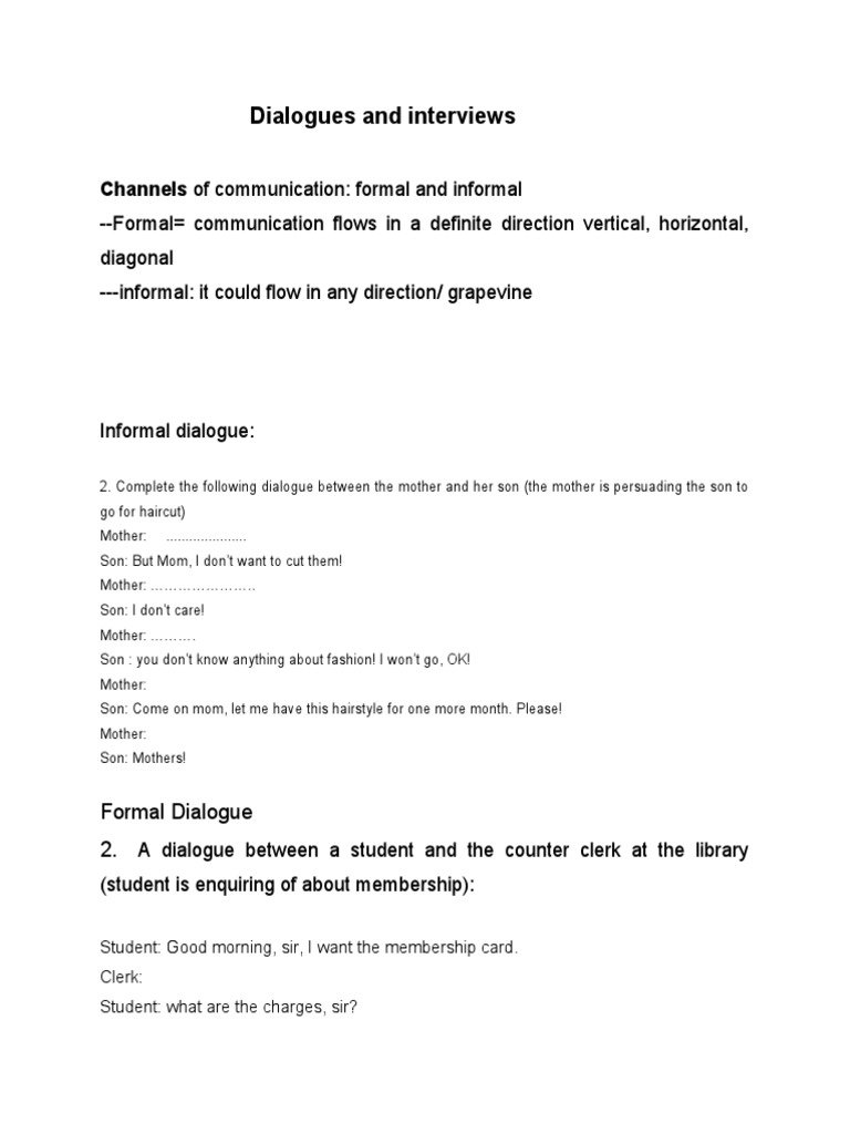 Dialogues and Interview | PDF | Interview | Job Interview