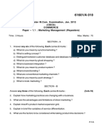 61601A010 (CBCS) Commerce Paper 1.1: Marketing Management (Repeaters)
