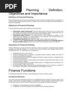 Financial Planning - Definition, Objectives and Importance