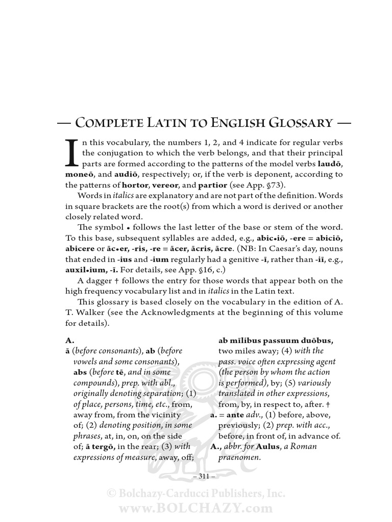 Plete Latin To English Glossary Autor Bolchazy-Carducci | PDF | Latin ...